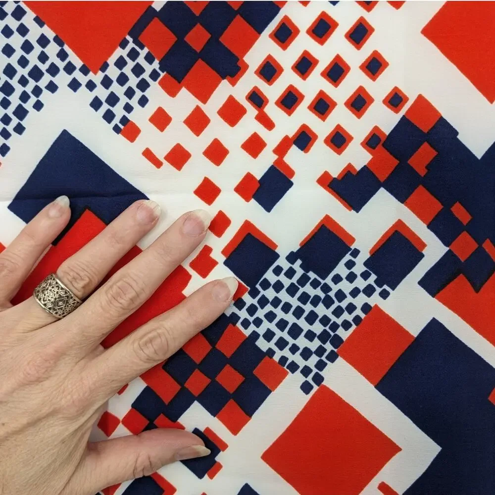 Lot Vintage 1970's Patriotic Fabrics 2 7/8 Yds HAWAIIAN & 3/4 Yd KLOPMAN MILLS